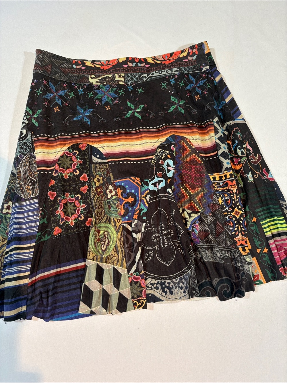 Desigual Skater Skirt size Medium Multicolor patchwork lined - Picture 6 of 15